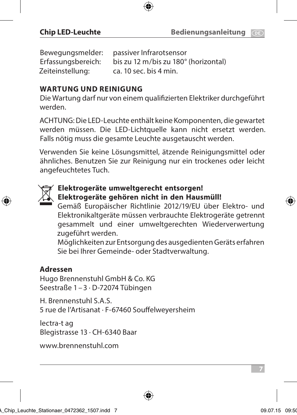 Brennenstuhl Chip LED Light L CN 110 IP65 10W 700lm Energy efficiency class A User Manual | Page 7 / 104