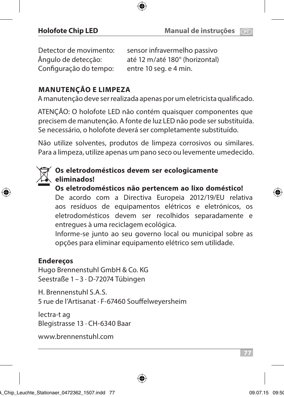 Brennenstuhl Chip LED Light L CN 110 IP65 10W 700lm Energy efficiency class A User Manual | Page 77 / 104