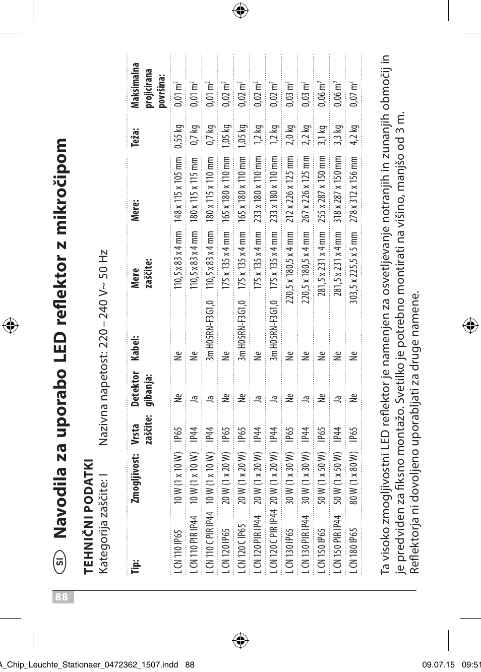 Brennenstuhl Chip LED Light L CN 110 IP65 10W 700lm Energy efficiency class A User Manual | Page 88 / 104