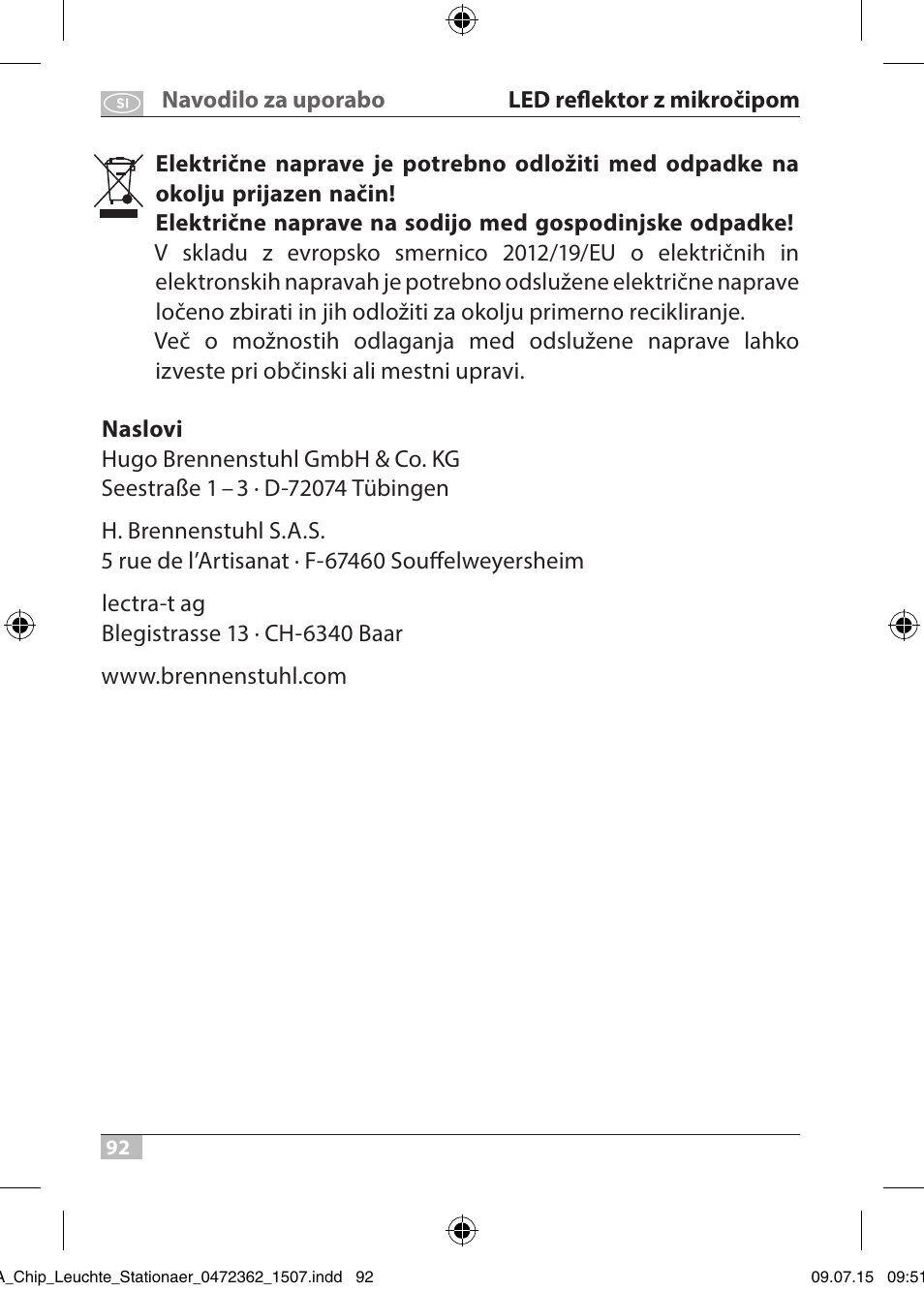Brennenstuhl Chip LED Light L CN 110 IP65 10W 700lm Energy efficiency class A User Manual | Page 92 / 104