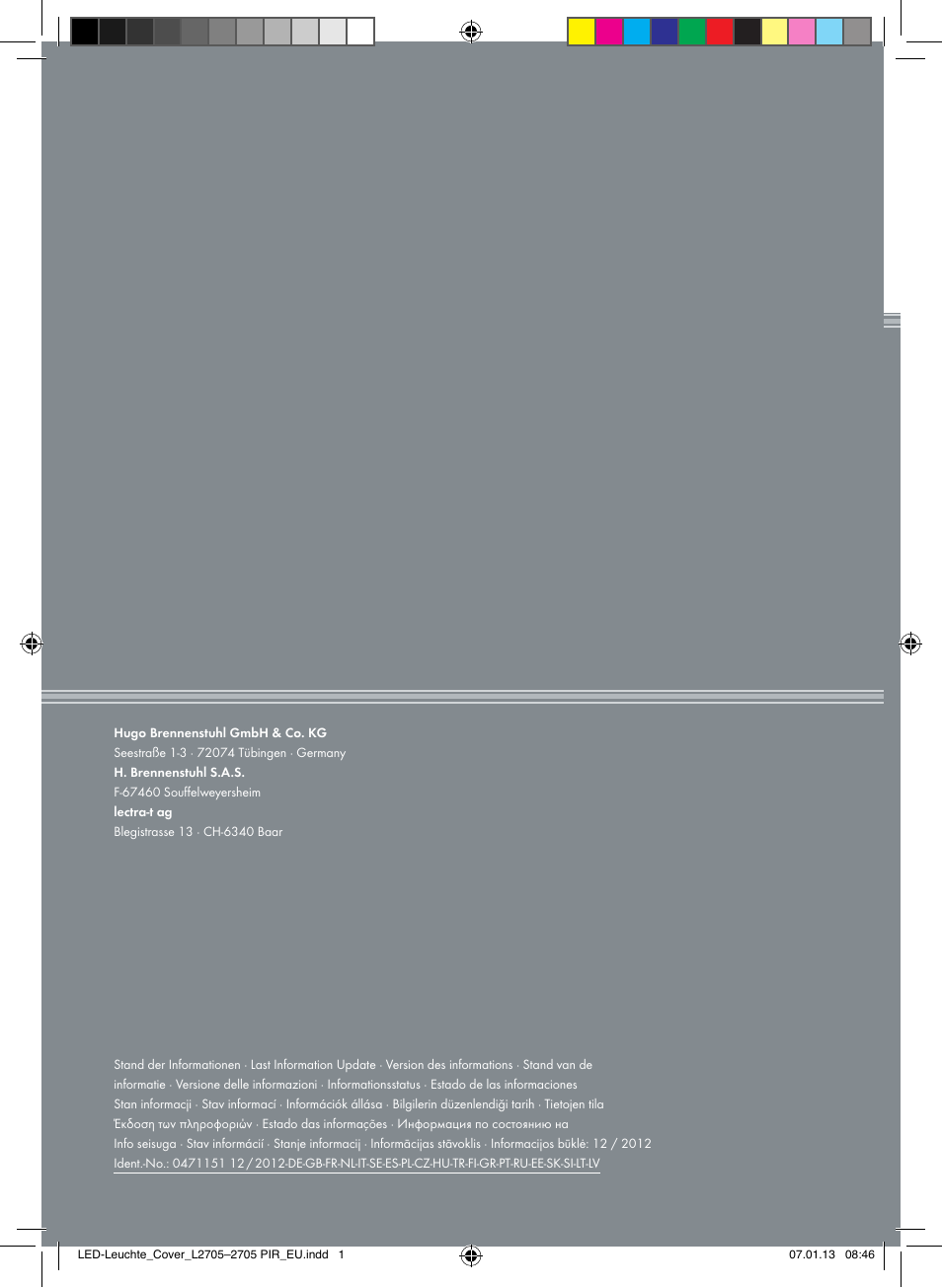 Brennenstuhl Power LED Lamp L2705 IP44 27x0,5W 1080lm Energy efficiency class A User Manual | Page 72 / 72