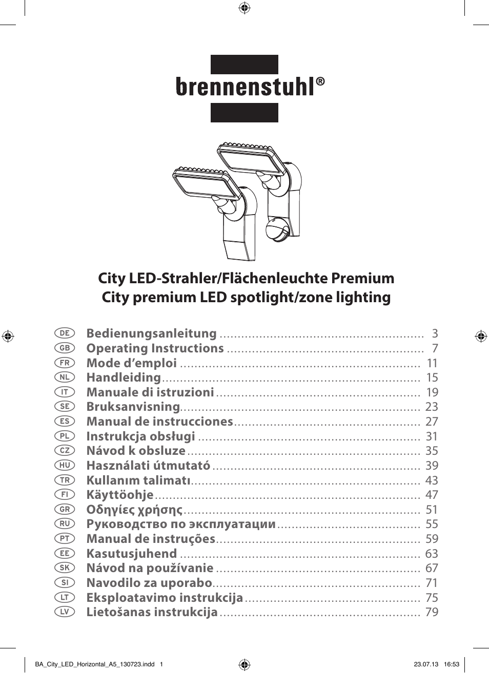 Brennenstuhl High Performance LED Lamp L903 IP55 9x3W 1675lm white Energy efficiency class A User Manual | 84 pages