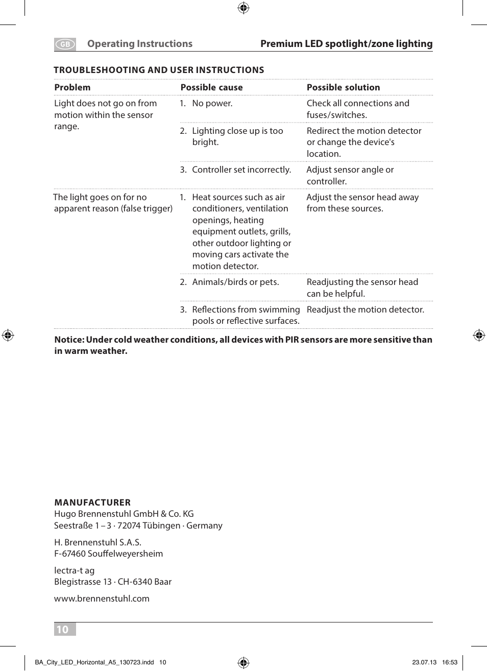 Brennenstuhl High Performance LED Lamp L903 IP55 9x3W 1675lm white Energy efficiency class A User Manual | Page 10 / 84