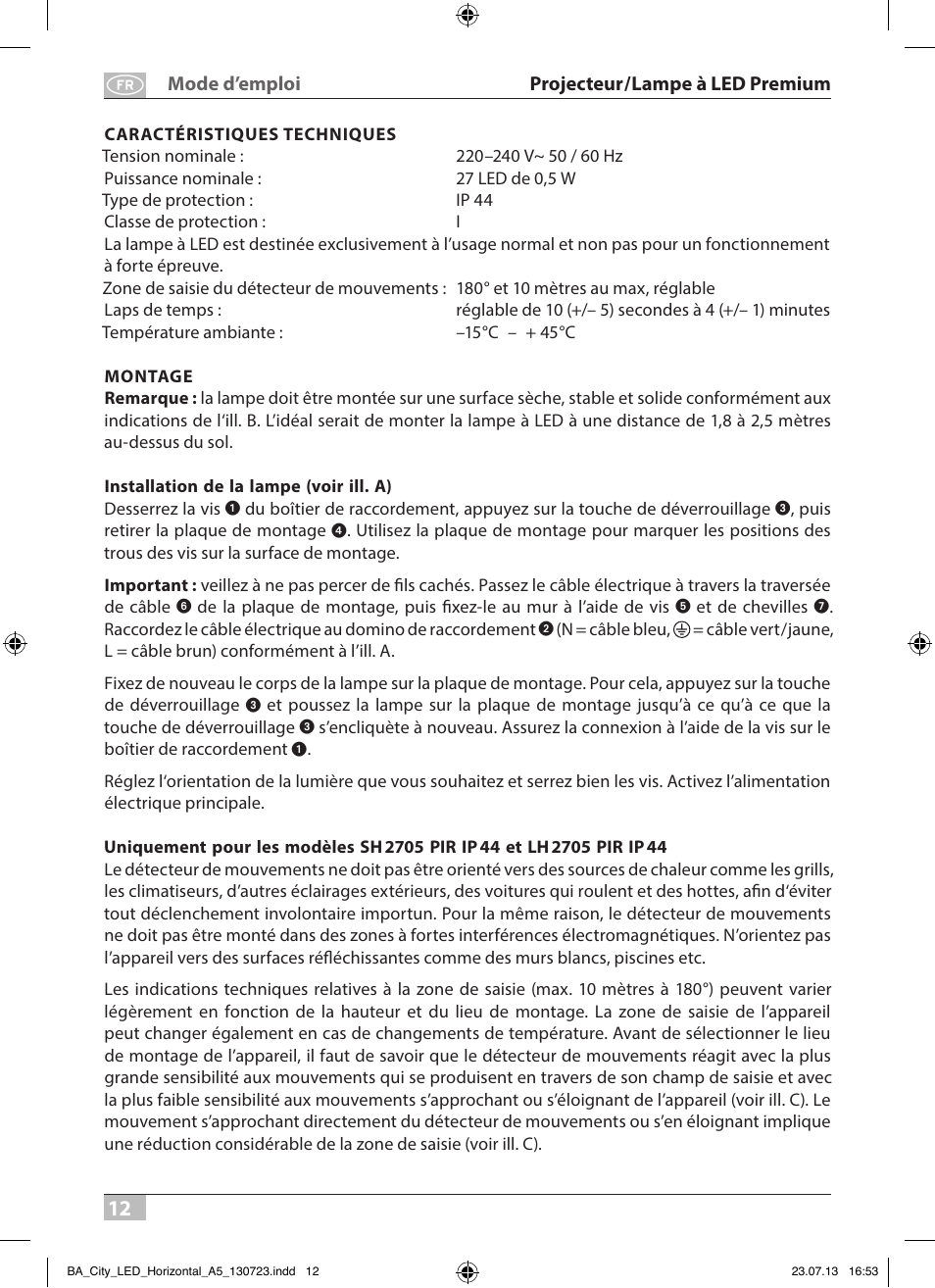 Brennenstuhl High Performance LED Lamp L903 IP55 9x3W 1675lm white Energy efficiency class A User Manual | Page 12 / 84