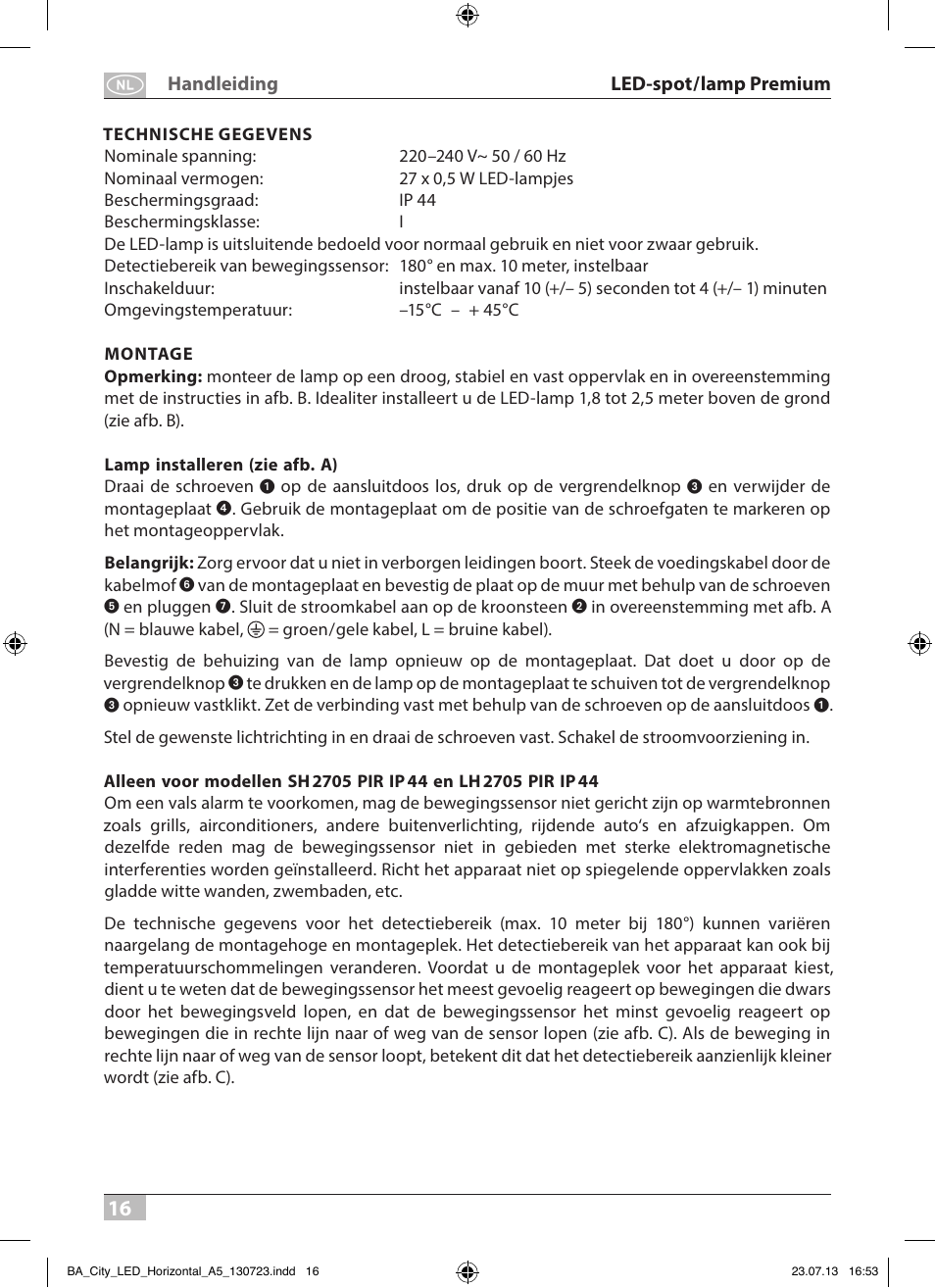 Brennenstuhl High Performance LED Lamp L903 IP55 9x3W 1675lm white Energy efficiency class A User Manual | Page 16 / 84