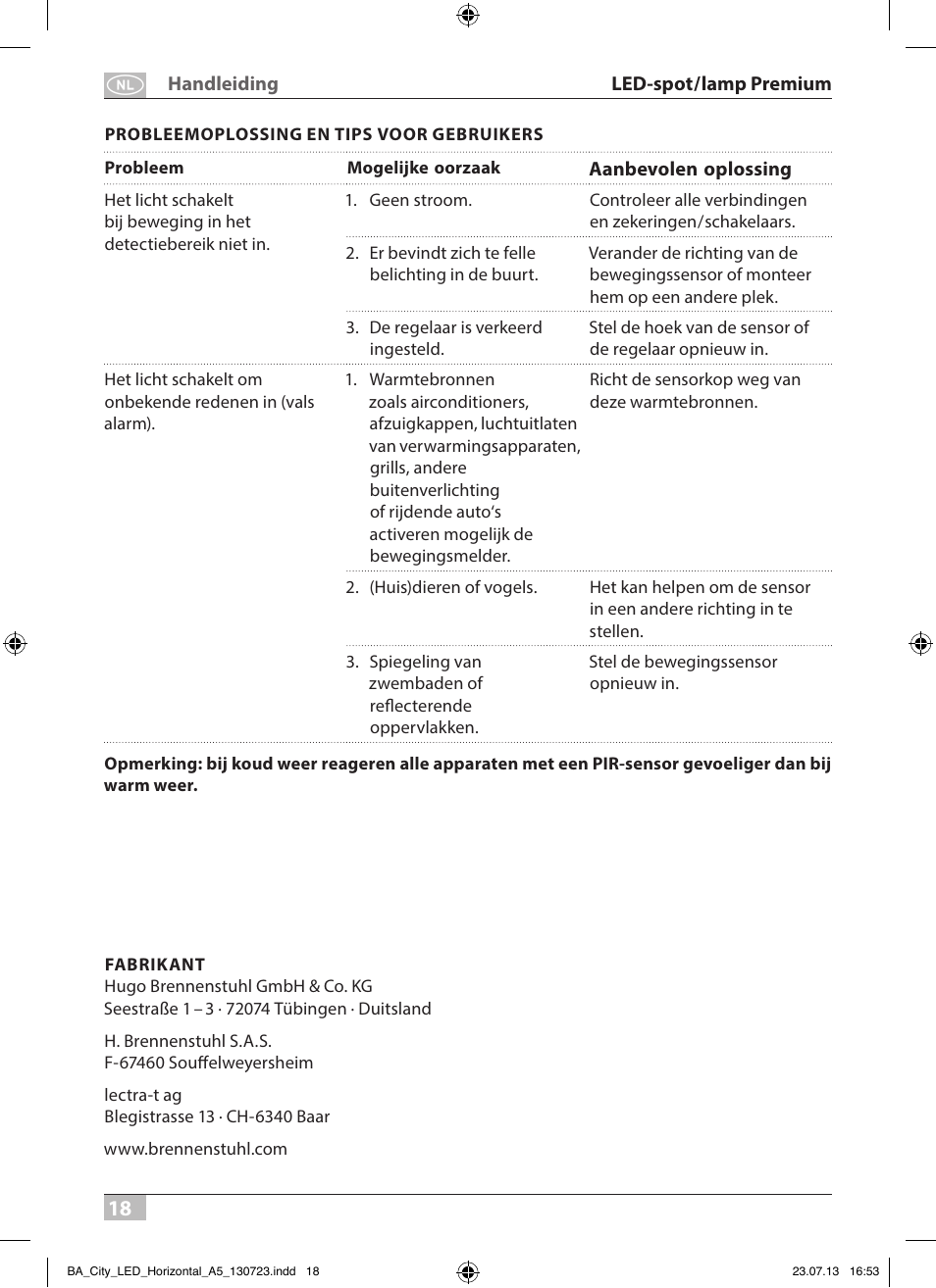 Brennenstuhl High Performance LED Lamp L903 IP55 9x3W 1675lm white Energy efficiency class A User Manual | Page 18 / 84