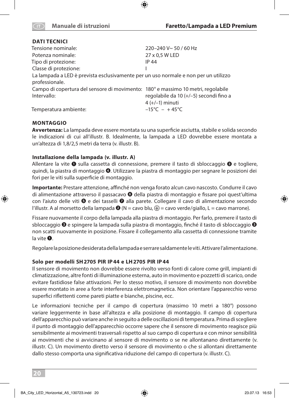 Brennenstuhl High Performance LED Lamp L903 IP55 9x3W 1675lm white Energy efficiency class A User Manual | Page 20 / 84