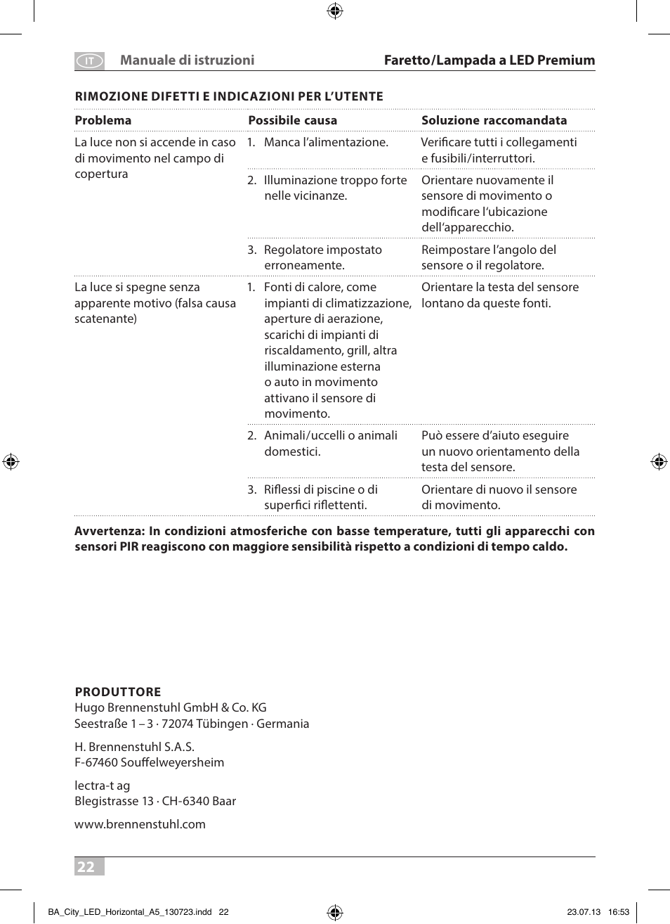 Brennenstuhl High Performance LED Lamp L903 IP55 9x3W 1675lm white Energy efficiency class A User Manual | Page 22 / 84