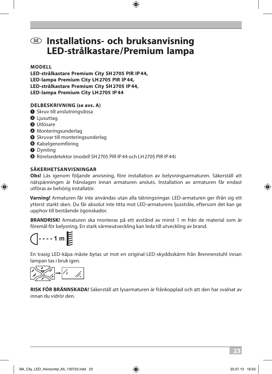 Brennenstuhl High Performance LED Lamp L903 IP55 9x3W 1675lm white Energy efficiency class A User Manual | Page 23 / 84