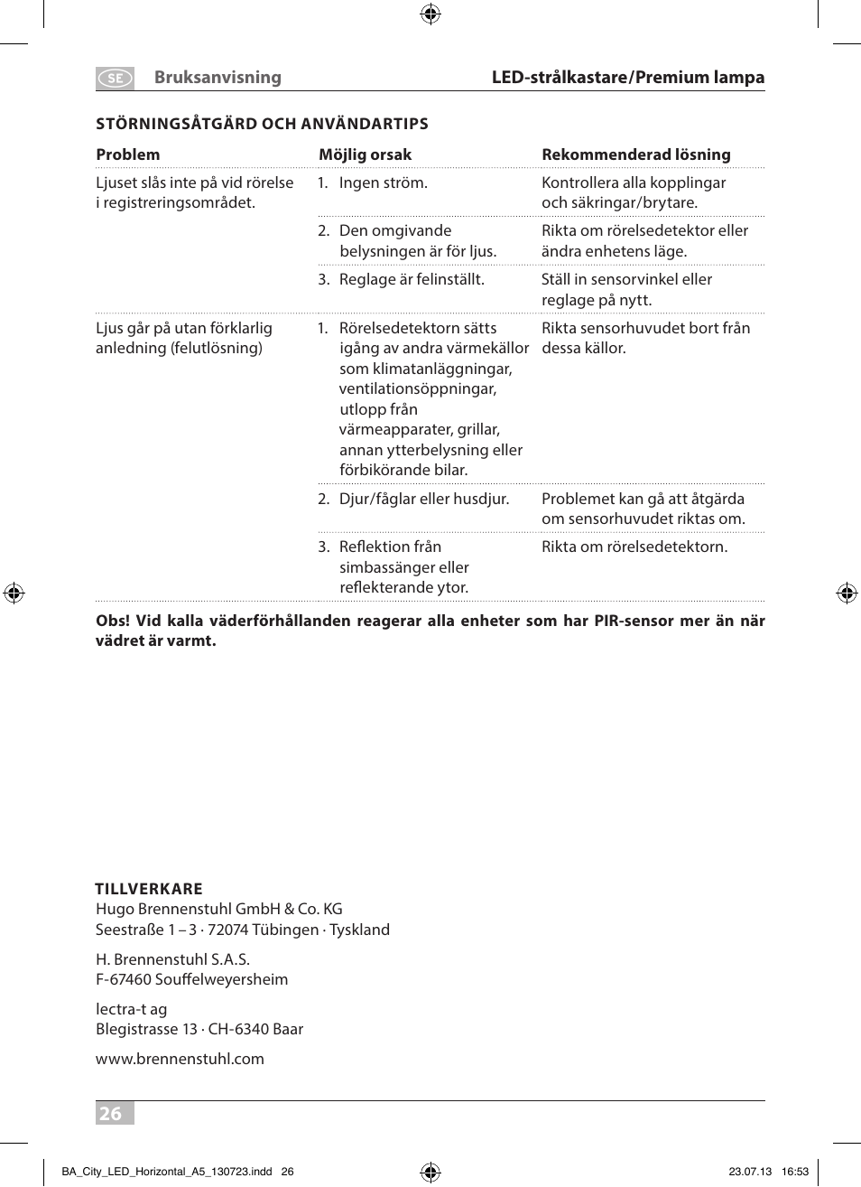 Brennenstuhl High Performance LED Lamp L903 IP55 9x3W 1675lm white Energy efficiency class A User Manual | Page 26 / 84