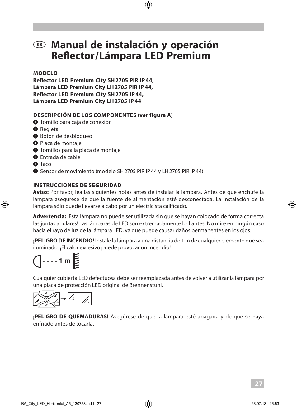 Brennenstuhl High Performance LED Lamp L903 IP55 9x3W 1675lm white Energy efficiency class A User Manual | Page 27 / 84