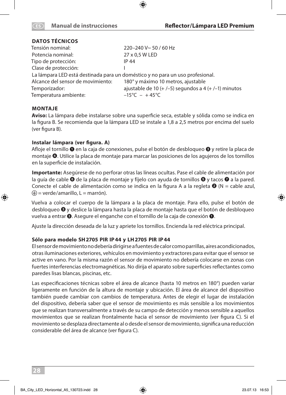 Brennenstuhl High Performance LED Lamp L903 IP55 9x3W 1675lm white Energy efficiency class A User Manual | Page 28 / 84