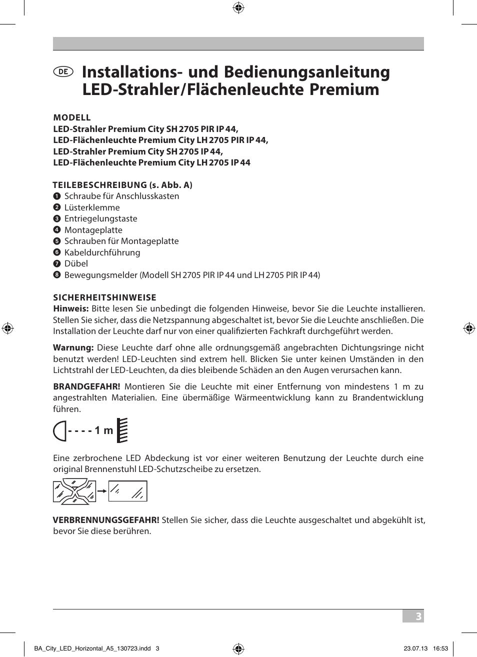 Brennenstuhl High Performance LED Lamp L903 IP55 9x3W 1675lm white Energy efficiency class A User Manual | Page 3 / 84
