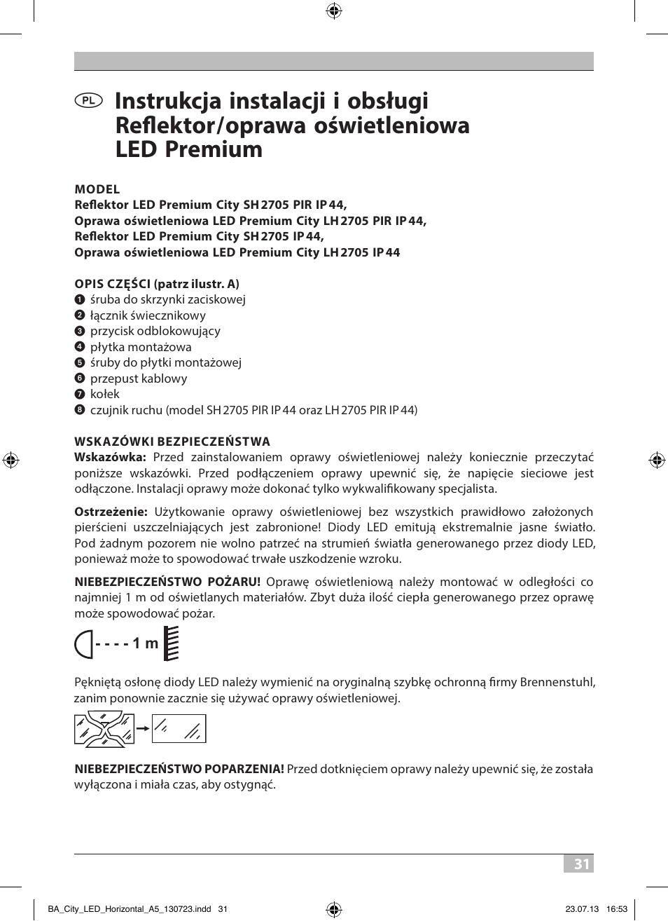 Brennenstuhl High Performance LED Lamp L903 IP55 9x3W 1675lm white Energy efficiency class A User Manual | Page 31 / 84