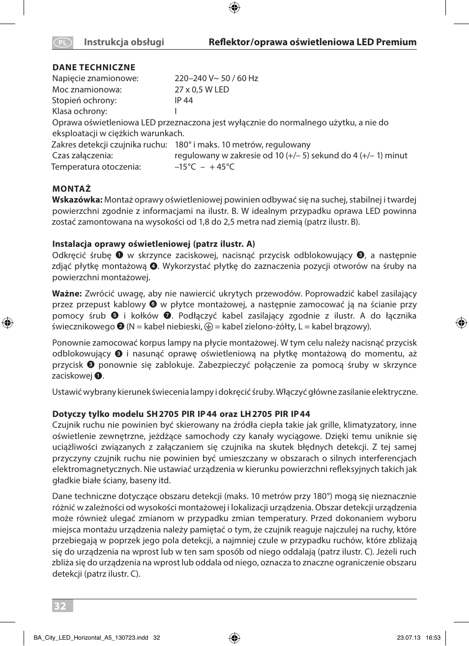 Brennenstuhl High Performance LED Lamp L903 IP55 9x3W 1675lm white Energy efficiency class A User Manual | Page 32 / 84