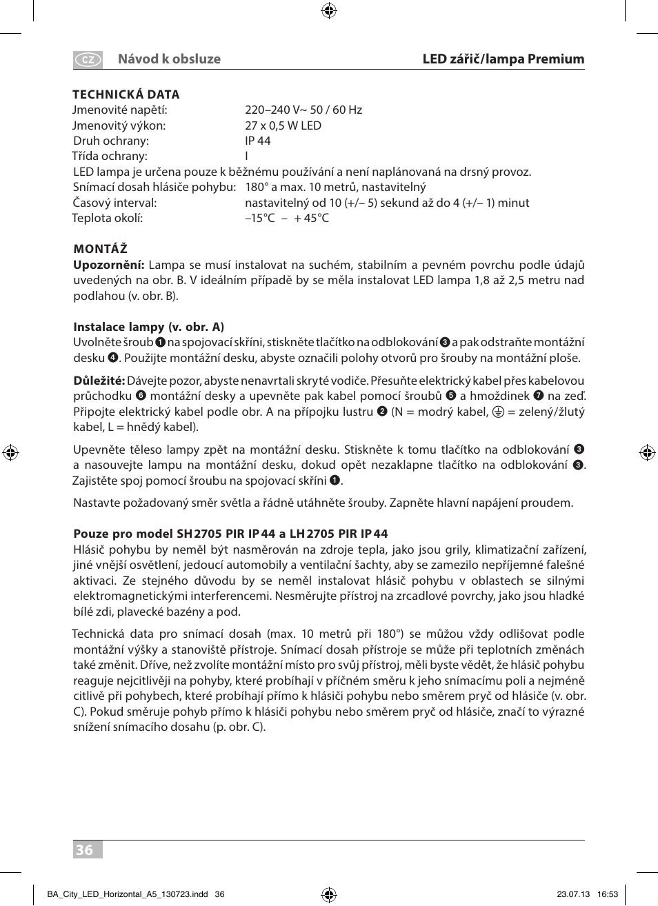 Brennenstuhl High Performance LED Lamp L903 IP55 9x3W 1675lm white Energy efficiency class A User Manual | Page 36 / 84