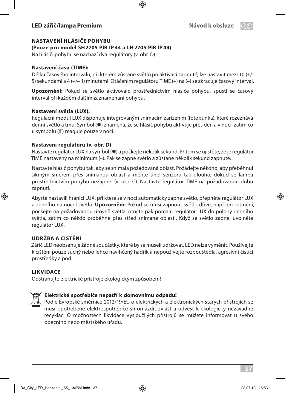 Brennenstuhl High Performance LED Lamp L903 IP55 9x3W 1675lm white Energy efficiency class A User Manual | Page 37 / 84