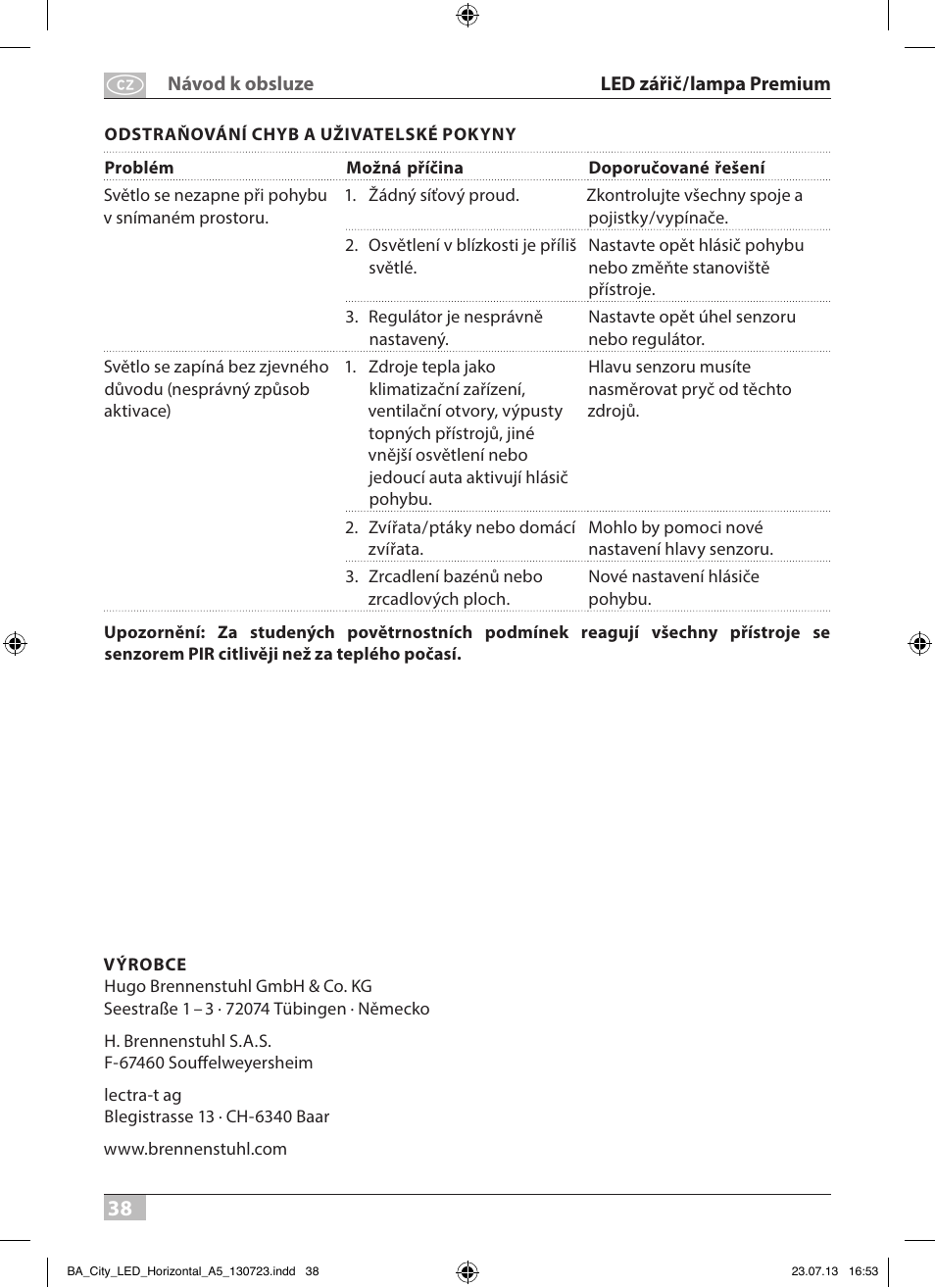 Brennenstuhl High Performance LED Lamp L903 IP55 9x3W 1675lm white Energy efficiency class A User Manual | Page 38 / 84