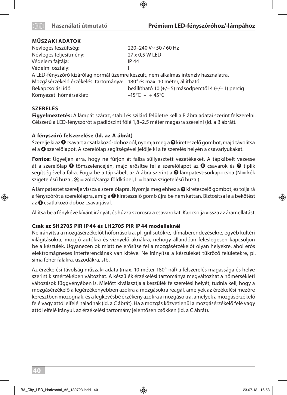 Brennenstuhl High Performance LED Lamp L903 IP55 9x3W 1675lm white Energy efficiency class A User Manual | Page 40 / 84