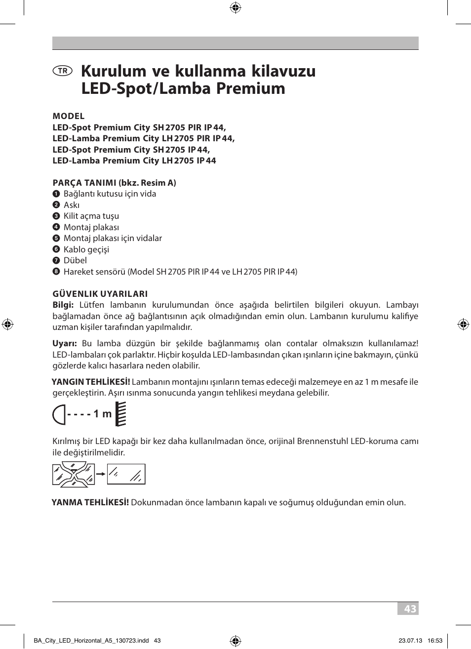 Brennenstuhl High Performance LED Lamp L903 IP55 9x3W 1675lm white Energy efficiency class A User Manual | Page 43 / 84