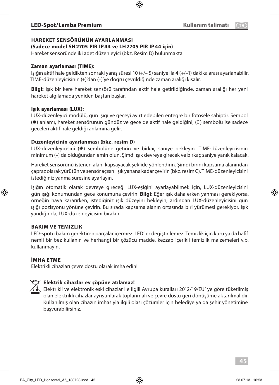 Brennenstuhl High Performance LED Lamp L903 IP55 9x3W 1675lm white Energy efficiency class A User Manual | Page 45 / 84