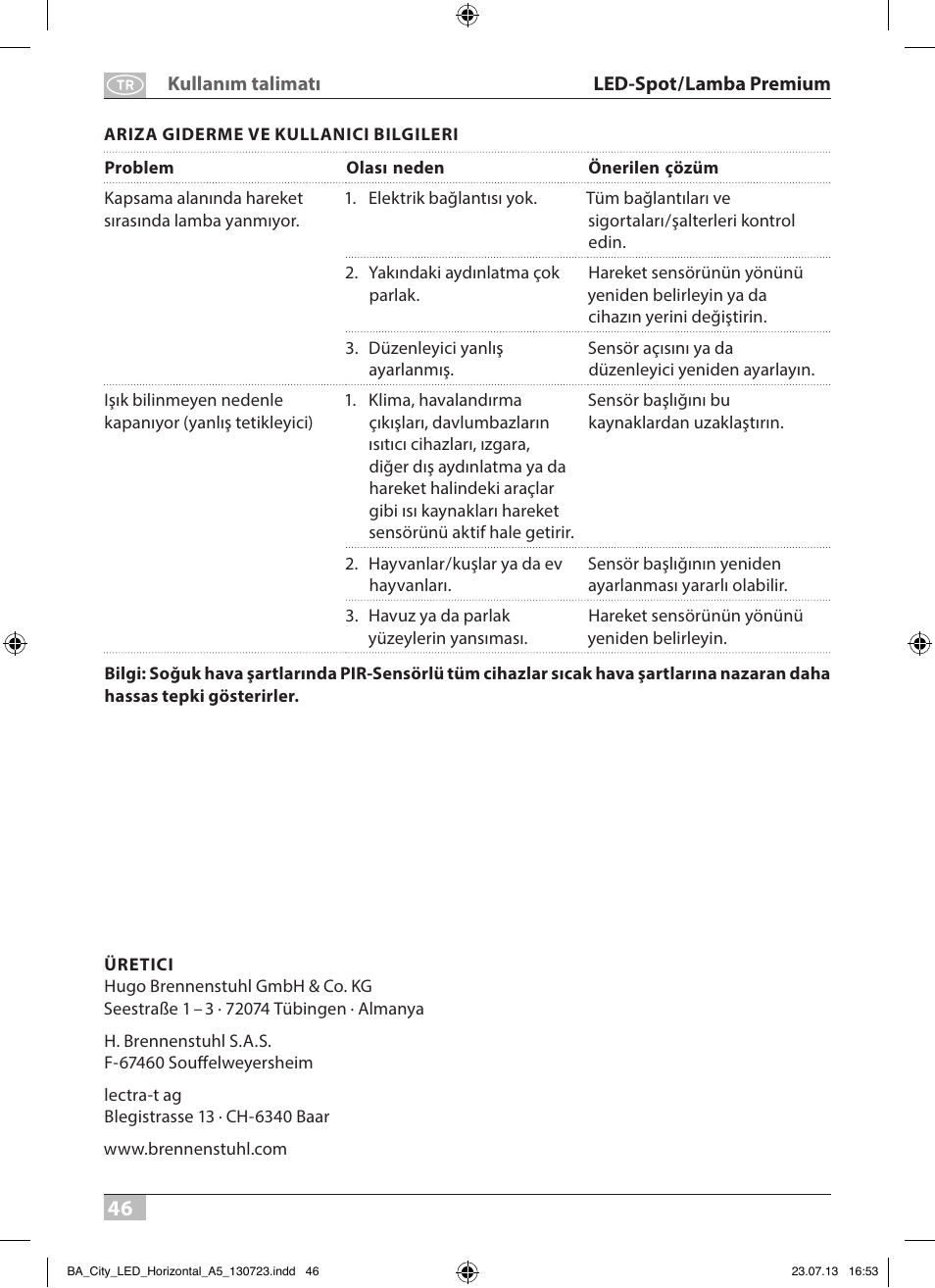 Brennenstuhl High Performance LED Lamp L903 IP55 9x3W 1675lm white Energy efficiency class A User Manual | Page 46 / 84