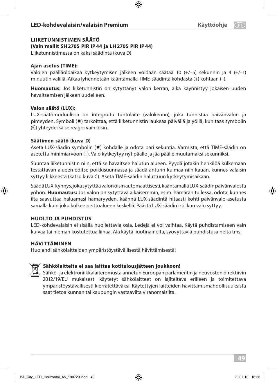 Brennenstuhl High Performance LED Lamp L903 IP55 9x3W 1675lm white Energy efficiency class A User Manual | Page 49 / 84