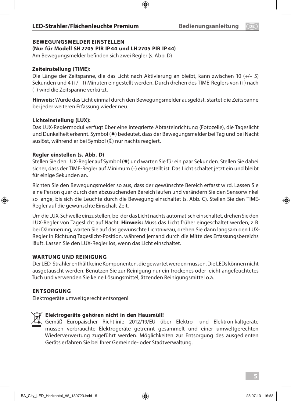 Brennenstuhl High Performance LED Lamp L903 IP55 9x3W 1675lm white Energy efficiency class A User Manual | Page 5 / 84