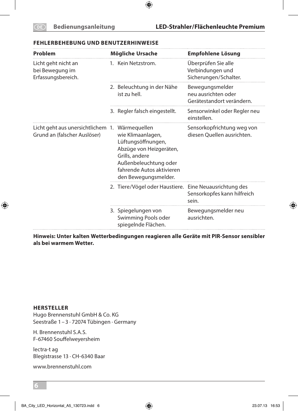 Brennenstuhl High Performance LED Lamp L903 IP55 9x3W 1675lm white Energy efficiency class A User Manual | Page 6 / 84