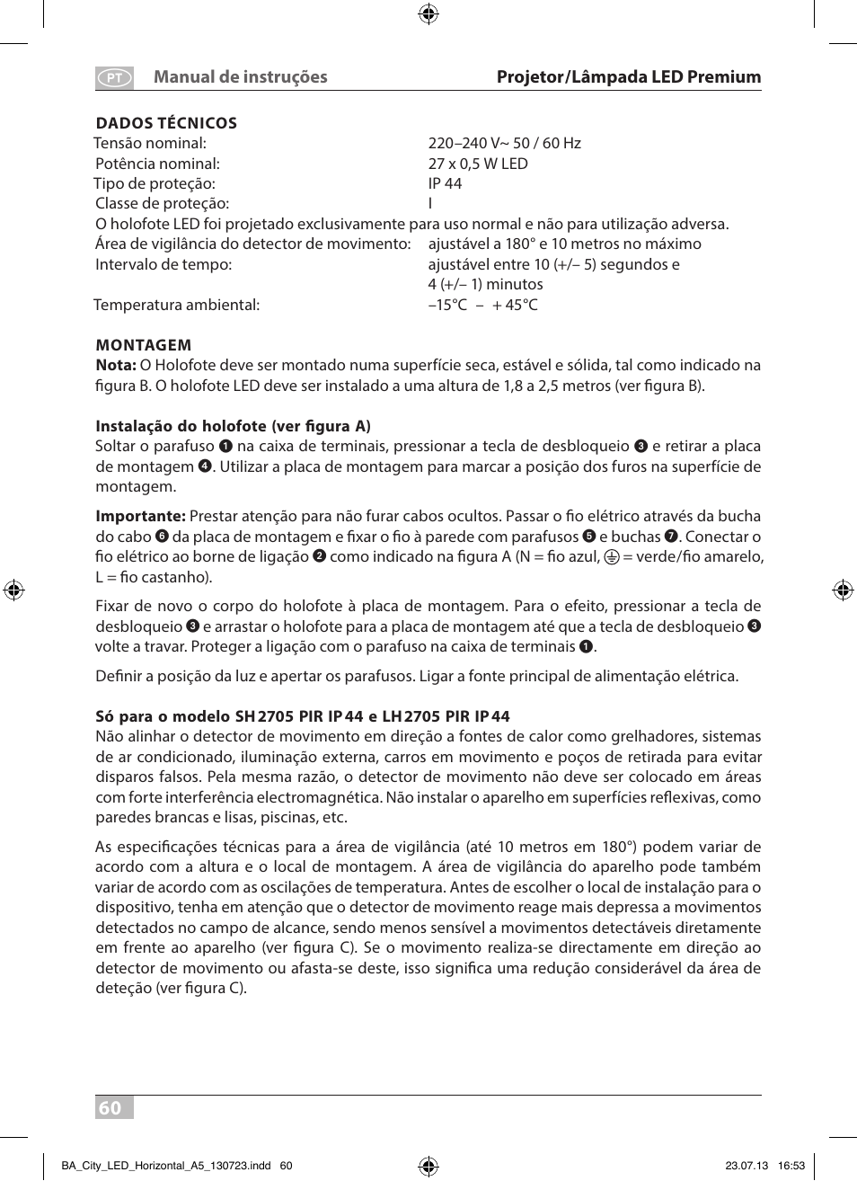 Brennenstuhl High Performance LED Lamp L903 IP55 9x3W 1675lm white Energy efficiency class A User Manual | Page 60 / 84