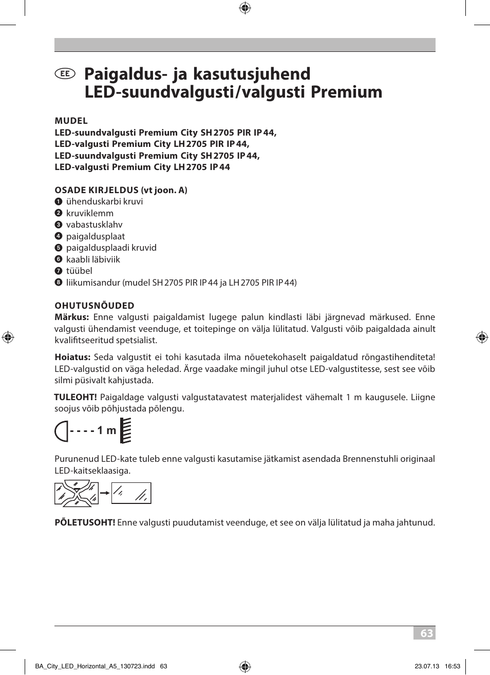 Brennenstuhl High Performance LED Lamp L903 IP55 9x3W 1675lm white Energy efficiency class A User Manual | Page 63 / 84