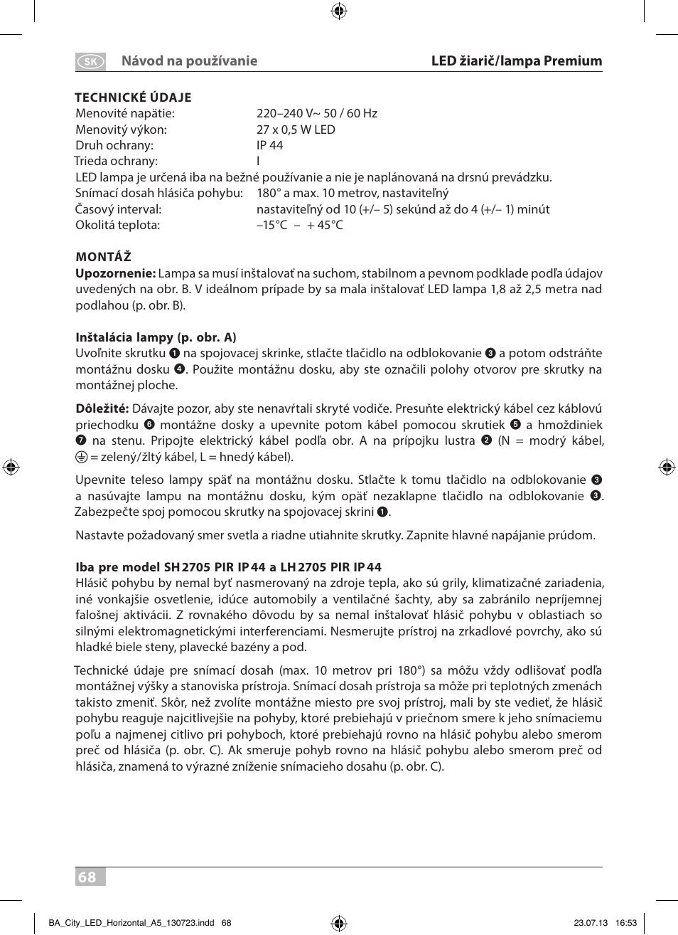 Brennenstuhl High Performance LED Lamp L903 IP55 9x3W 1675lm white Energy efficiency class A User Manual | Page 68 / 84