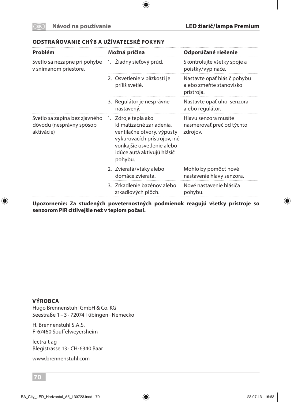 Brennenstuhl High Performance LED Lamp L903 IP55 9x3W 1675lm white Energy efficiency class A User Manual | Page 70 / 84