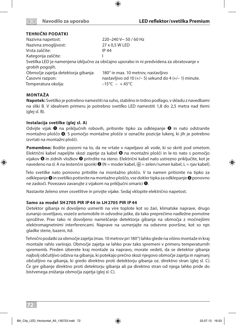 Brennenstuhl High Performance LED Lamp L903 IP55 9x3W 1675lm white Energy efficiency class A User Manual | Page 72 / 84
