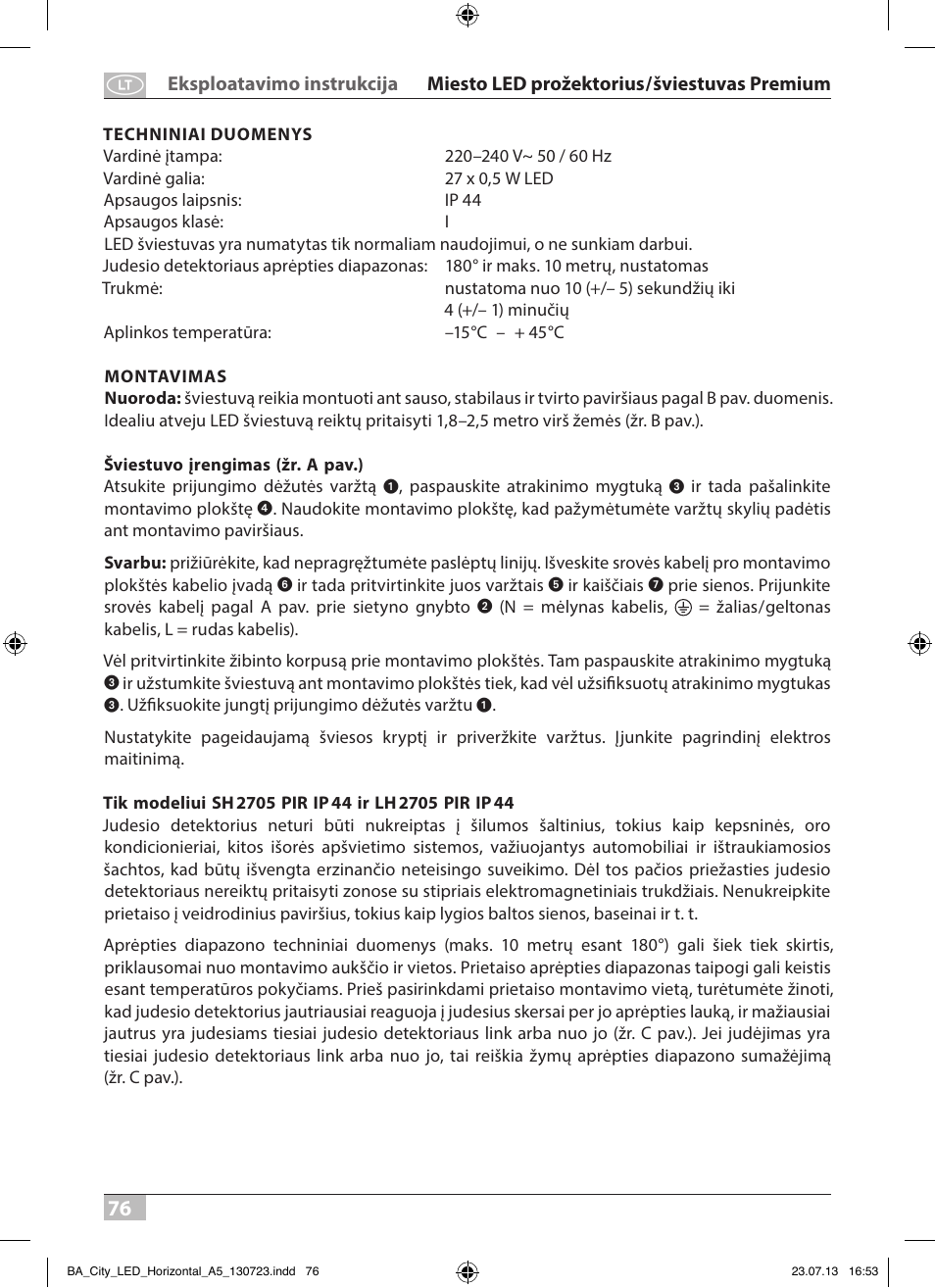 Brennenstuhl High Performance LED Lamp L903 IP55 9x3W 1675lm white Energy efficiency class A User Manual | Page 76 / 84