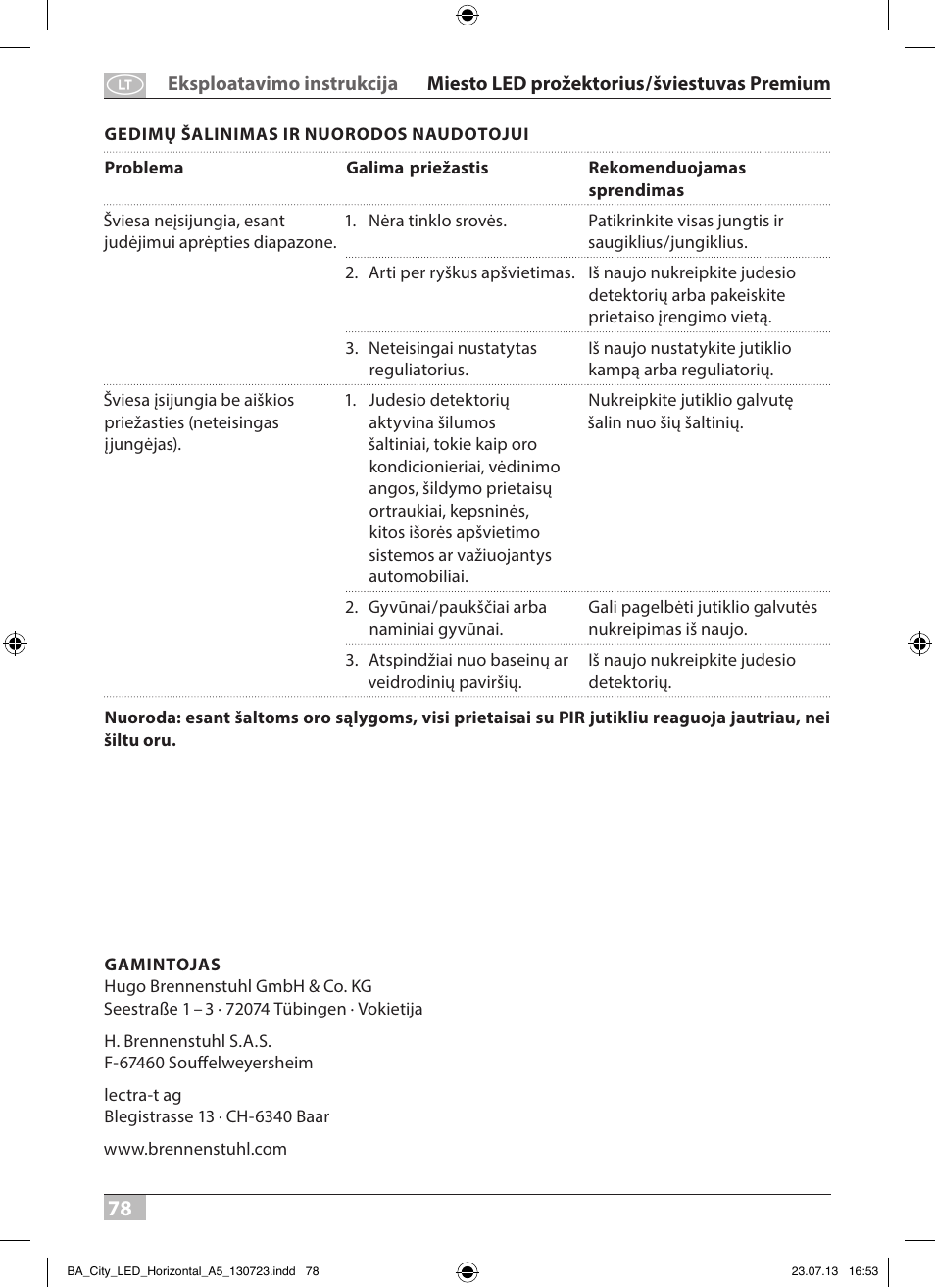 Brennenstuhl High Performance LED Lamp L903 IP55 9x3W 1675lm white Energy efficiency class A User Manual | Page 78 / 84