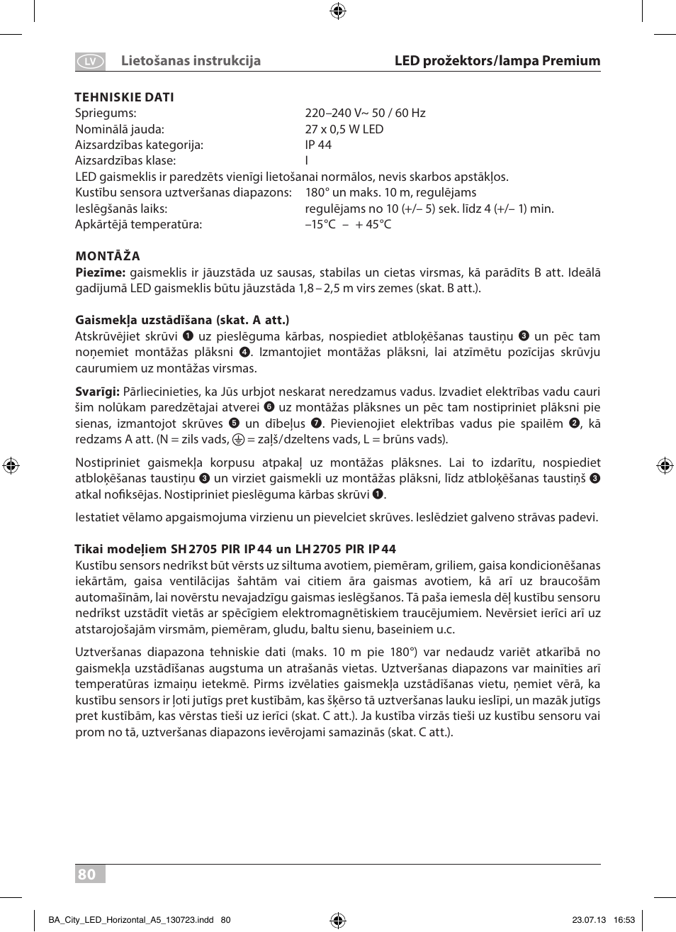 Brennenstuhl High Performance LED Lamp L903 IP55 9x3W 1675lm white Energy efficiency class A User Manual | Page 80 / 84