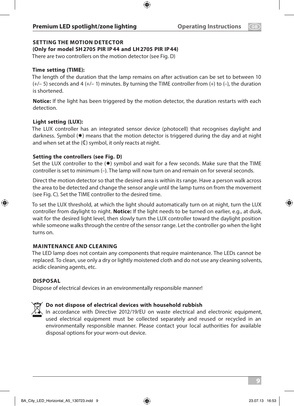 Brennenstuhl High Performance LED Lamp L903 IP55 9x3W 1675lm white Energy efficiency class A User Manual | Page 9 / 84