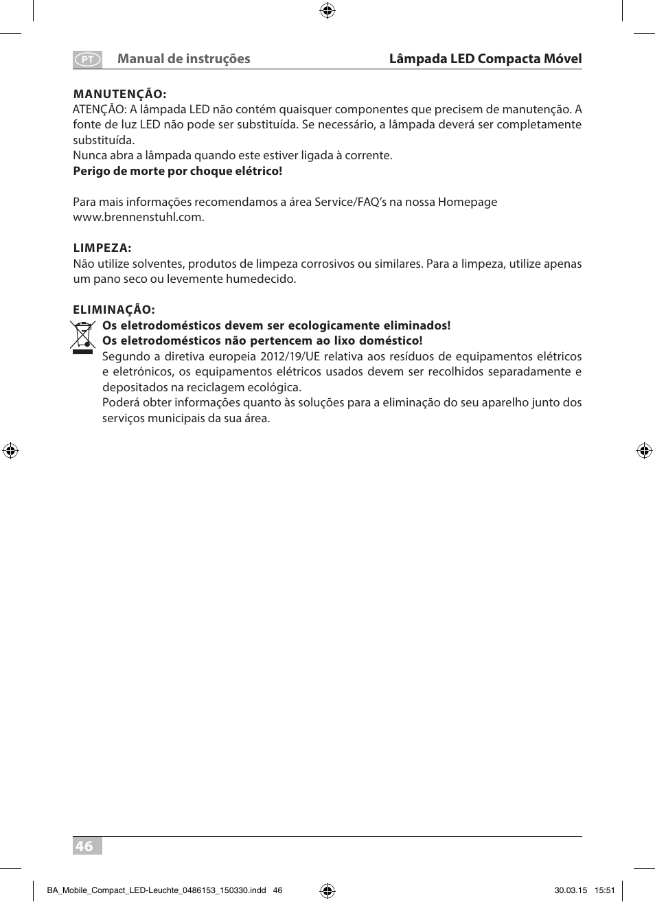 Brennenstuhl Sensor LED Spotlight Duo Premium City SV5405 PIR IP44 with PIR sensor 54x0,5W 2160lm Energy efficiency class A User Manual | Page 46 / 64