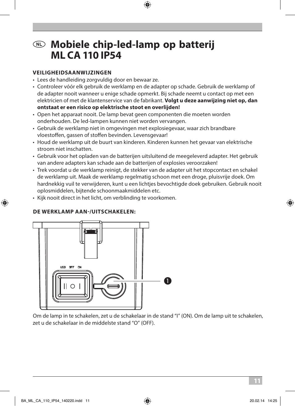 Brennenstuhl Mobile Akku Chip LED Light ML CA 110 IP54 10W 650lm battery exchangeable and with power supply User Manual | Page 11 / 64