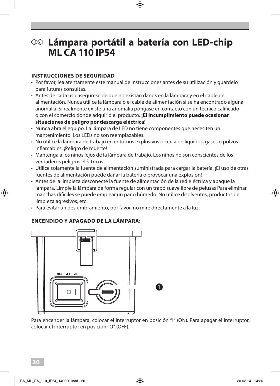 Brennenstuhl Mobile Akku Chip LED Light ML CA 110 IP54 10W 650lm battery exchangeable and with power supply User Manual | Page 20 / 64
