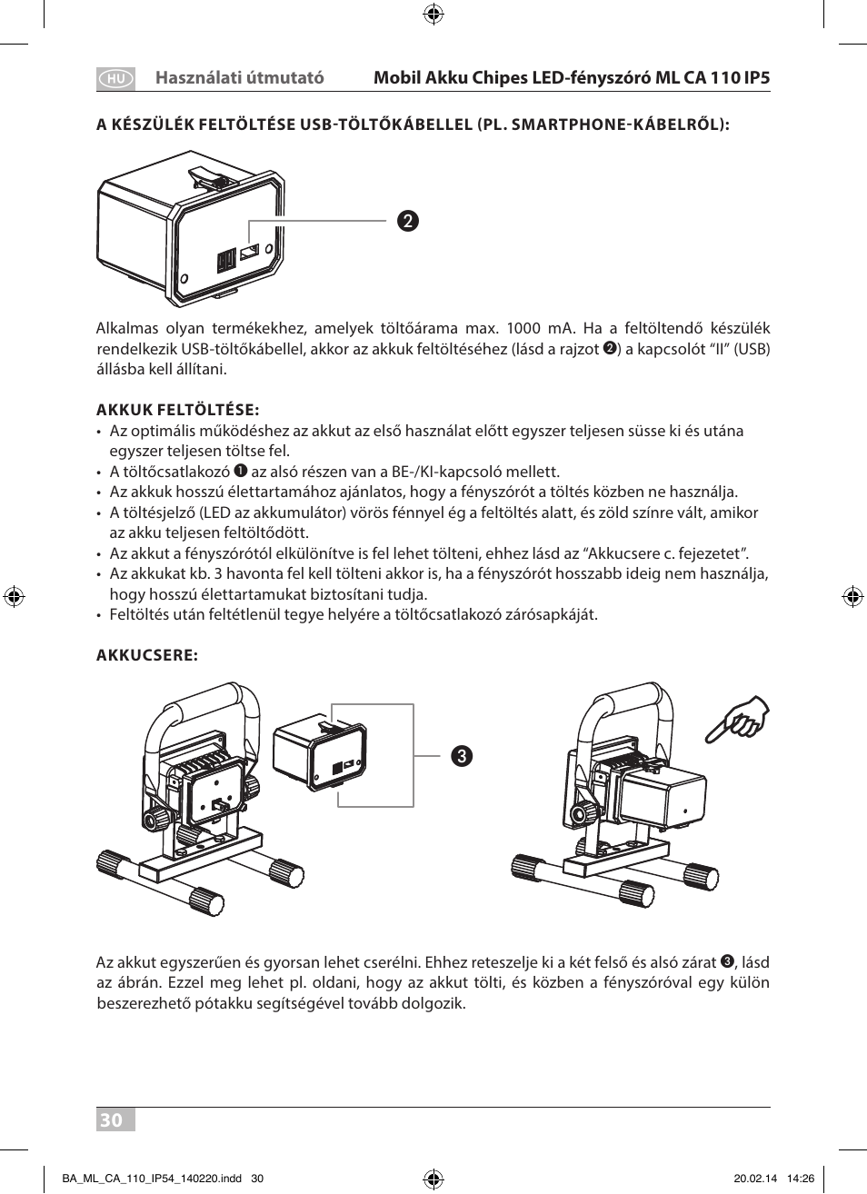 Brennenstuhl Mobile Akku Chip LED Light ML CA 110 IP54 10W 650lm battery exchangeable and with power supply User Manual | Page 30 / 64