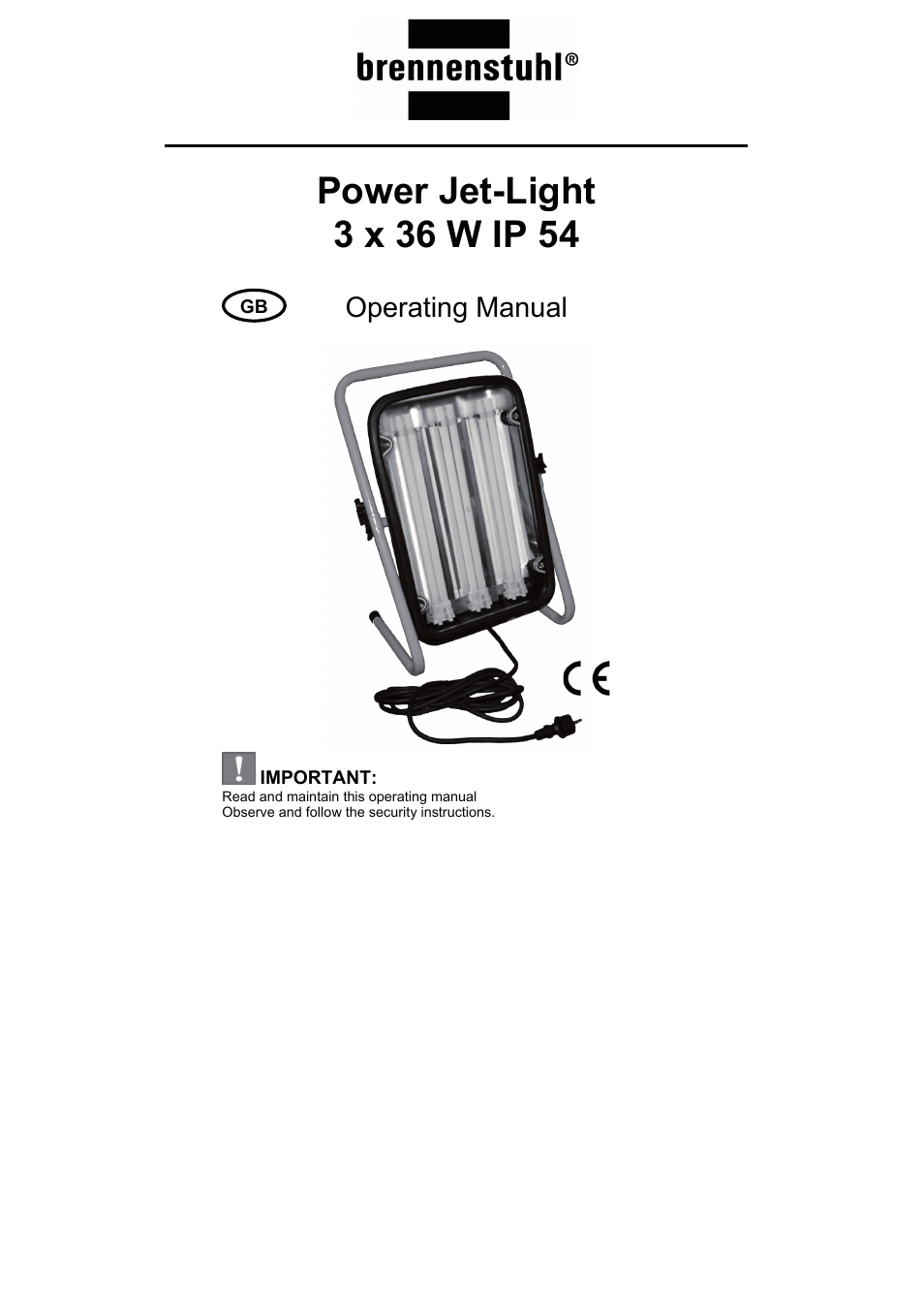 Operating manual | Brennenstuhl Power Jet-Light 3 x 36 Watt IP54 spotlight 5m H07RN-F 3G1,5 3x2920lm Energy efficiency class A User Manual | Page 12 / 68