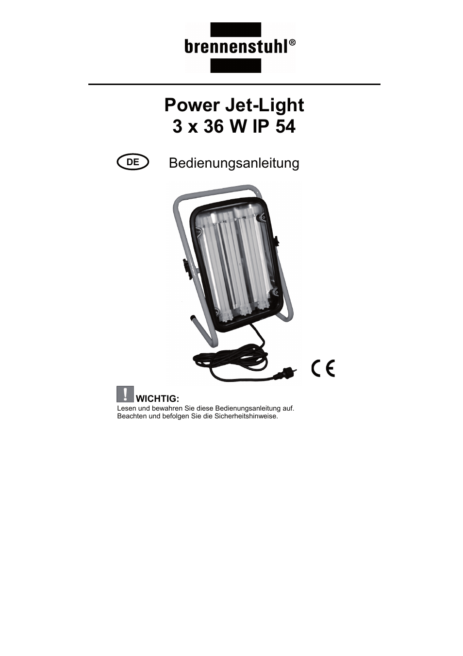 Bedienungsanleitung | Brennenstuhl Power Jet-Light 3 x 36 Watt IP54 spotlight 5m H07RN-F 3G1,5 3x2920lm Energy efficiency class A User Manual | Page 3 / 68