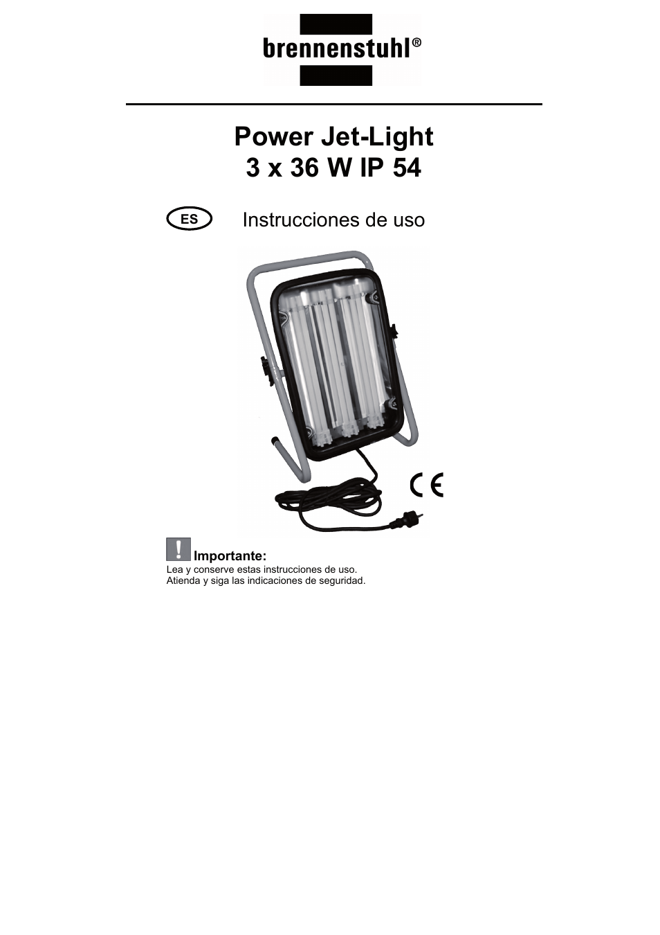 Instrucciones de uso | Brennenstuhl Power Jet-Light 3 x 36 Watt IP54 spotlight 5m H07RN-F 3G1,5 3x2920lm Energy efficiency class A User Manual | Page 39 / 68