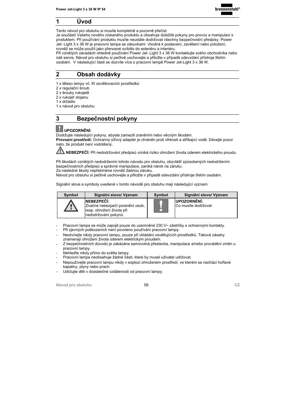 Brennenstuhl Power Jet-Light 3 x 36 Watt IP54 spotlight 5m H07RN-F 3G1,5 3x2920lm Energy efficiency class A User Manual | Page 59 / 68