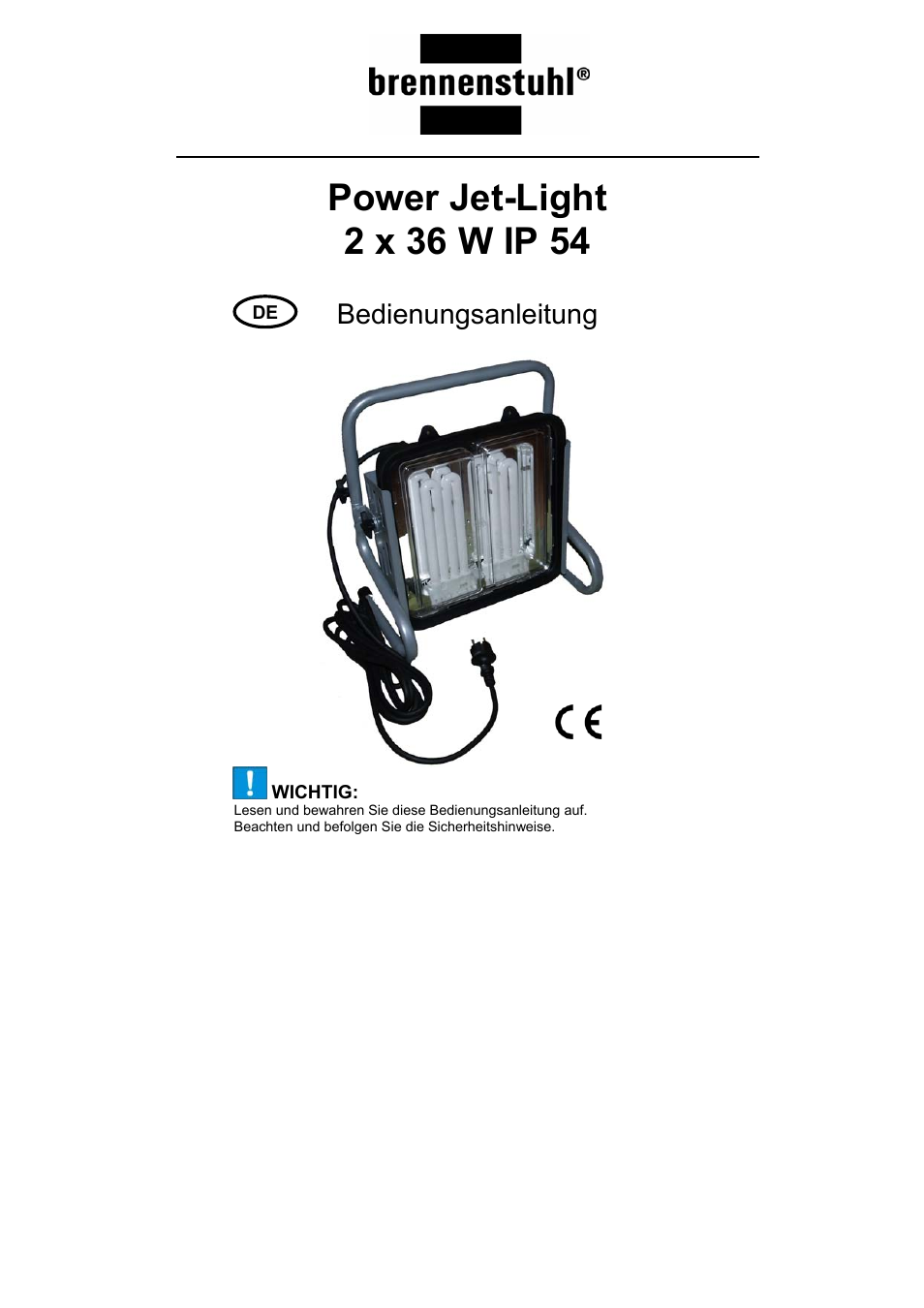 Bedienungsanleitung | Brennenstuhl Power-Jet-Light 2 x 36 Watt IP54 spotlight 5m H07RN-F 3G1,5 2x2850lm Energy efficiency class B User Manual | Page 3 / 52