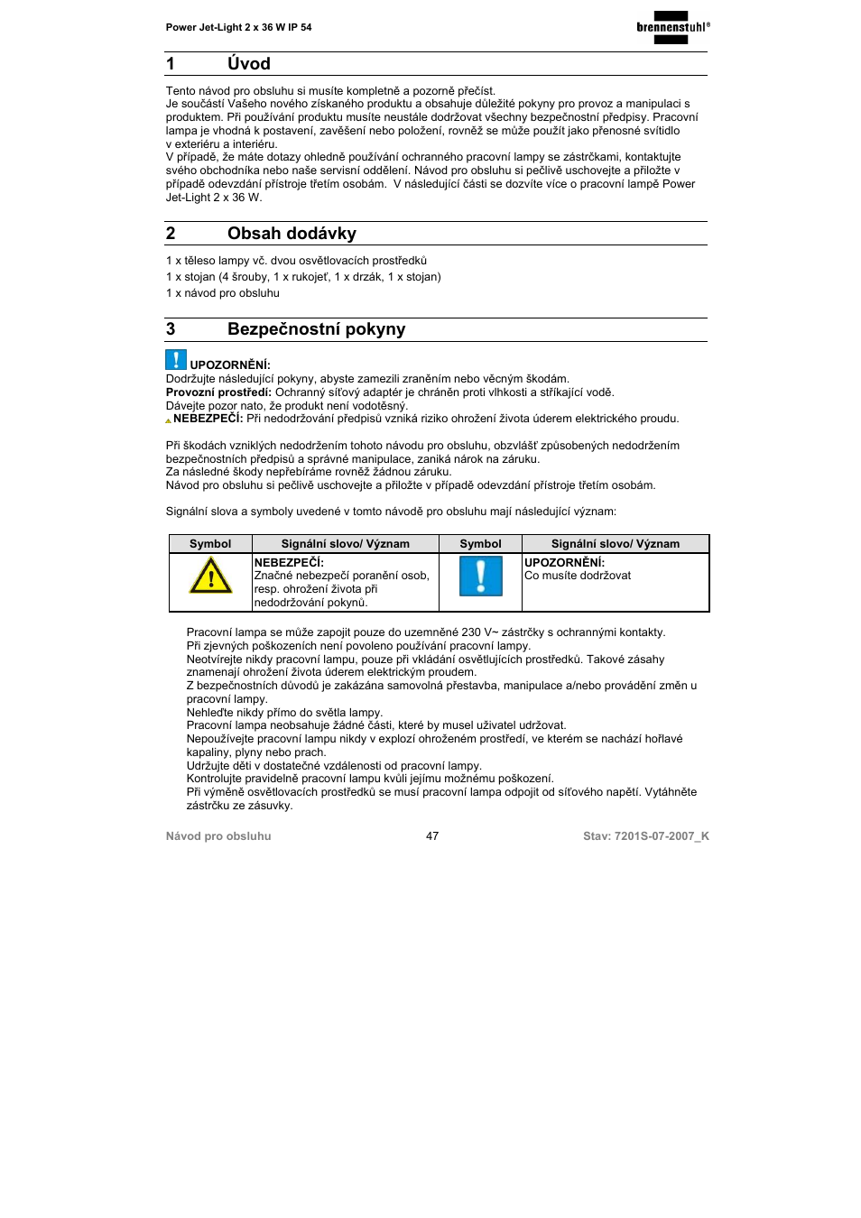 Brennenstuhl Power-Jet-Light 2 x 36 Watt IP54 spotlight 5m H07RN-F 3G1,5 2x2850lm Energy efficiency class B User Manual | Page 47 / 52