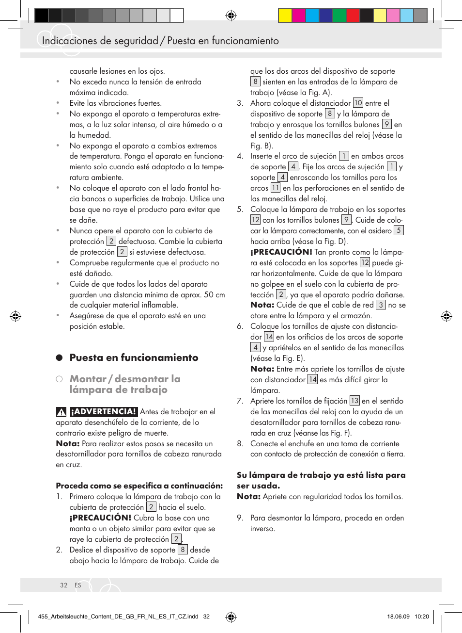 Puesta en funcionamiento, Montar / desmontar la lámpara de trabajo | Brennenstuhl Power Jet-Light 4 x 55 Watt IP54 spotlight 5m H07RN-F 3G1,5 4x4800lm Energy efficiency class A User Manual | Page 36 / 52