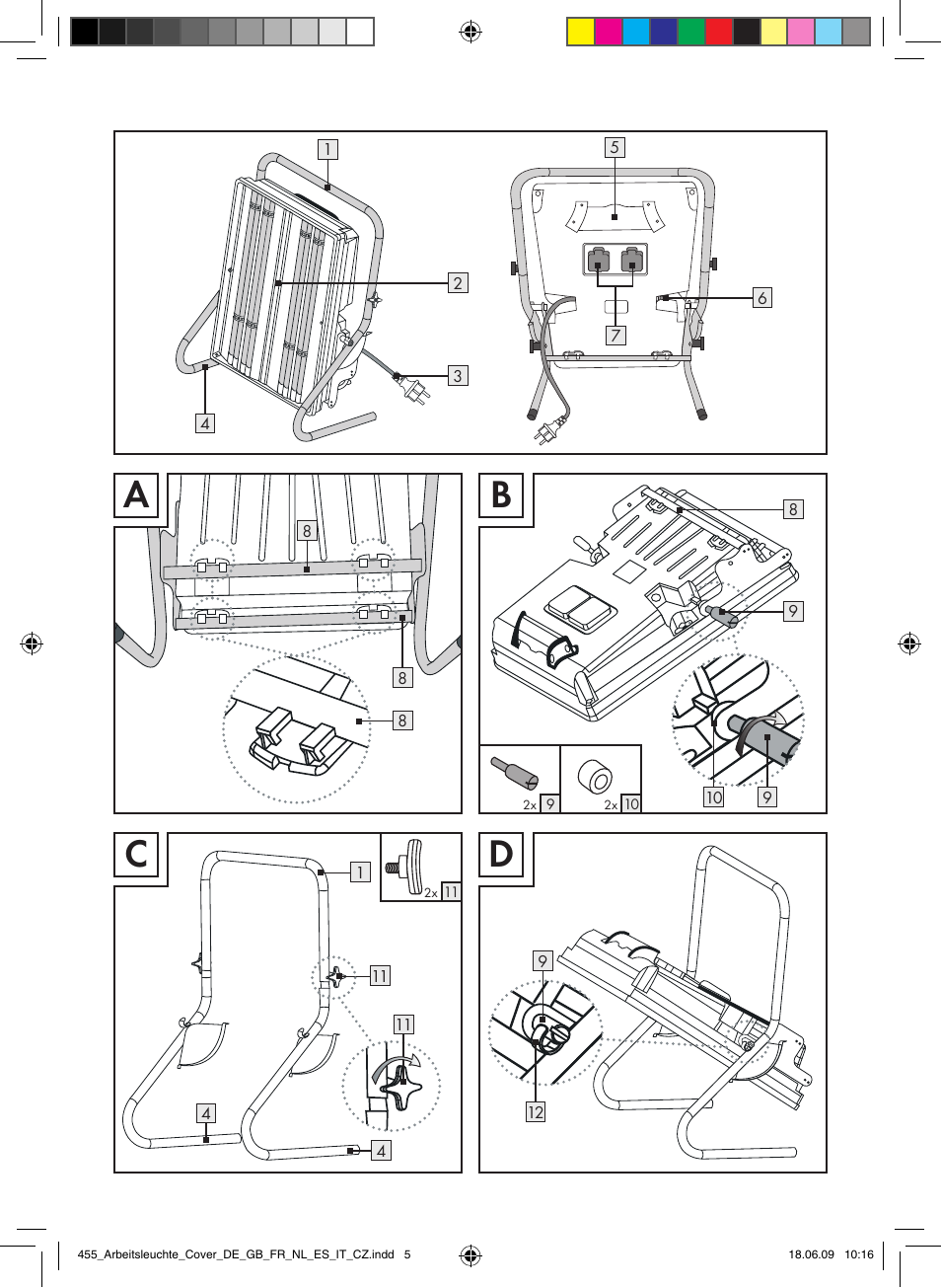 Ab c d | Brennenstuhl Power Jet-Light 4 x 55 Watt IP54 spotlight 5m H07RN-F 3G1,5 4x4800lm Energy efficiency class A User Manual | Page 5 / 52